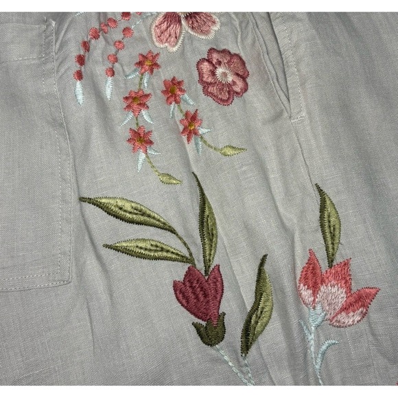 Johnny Was Joya Wide Leg Linen Pants Size XL  Embroidered Floral Bohemian - Picture 12 of 15